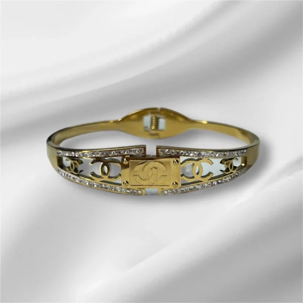 Chanel-Inspired Gold-Plated Bracelet - Elegant Designer Style - Image 3